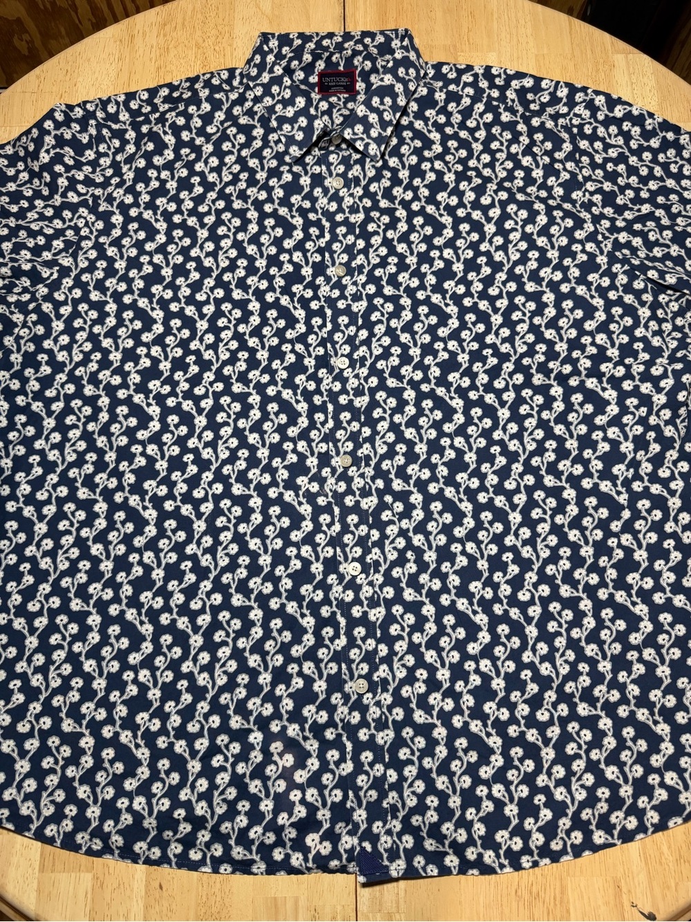 UNTUCKit Navy White Floral Hawaiian Button Down Shirt Mens 3XL Beach Vacation - Picture 2 of 11
